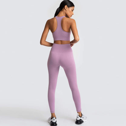 Conjunto deportivo de 2 piezas para mujer, informal, de color sólido, sin mangas, con pantalones ajustados