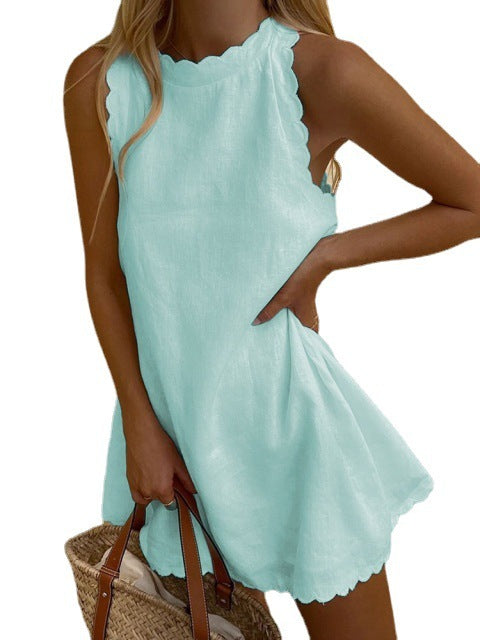 Women Casual Basic Solid Color Sleeveless Tank Dress