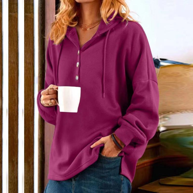 Sudadera con capucha de algodón de color liso para mujer, informal, de invierno, de talla grande