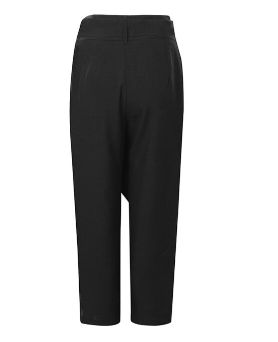 Pantalones casuales irregulares de color sólido con cordones para mujer
