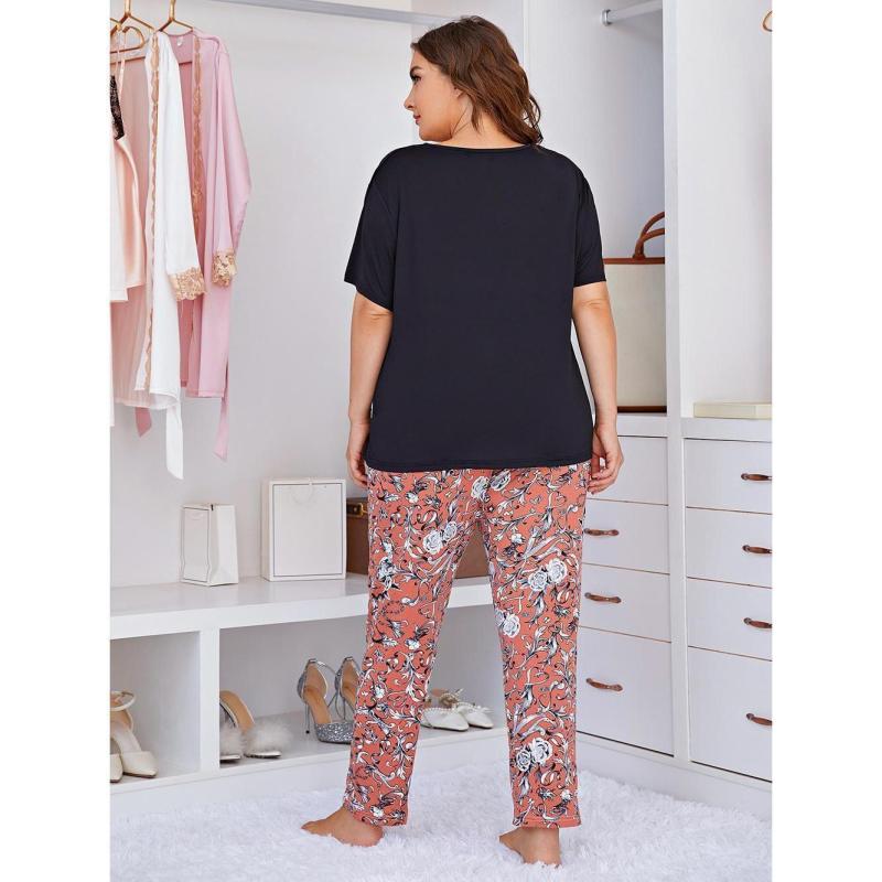 Conjunto de pijama informal de talla grande para mujer