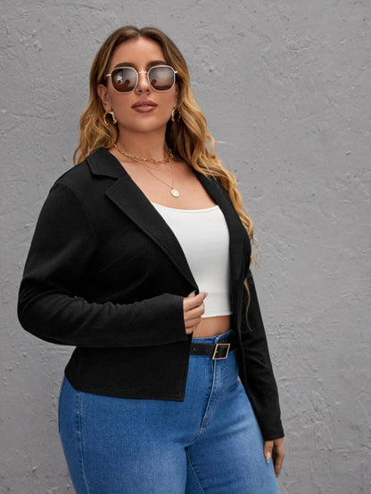 Abrigo informal de manga larga con solapa de color liso para mujer