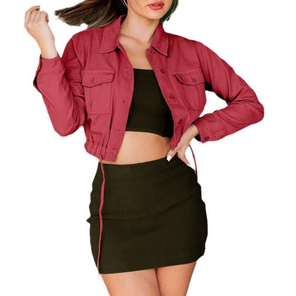 Camisa vaquera de manga larga, holgada, informal, con doble bolsillo, a la moda para mujer