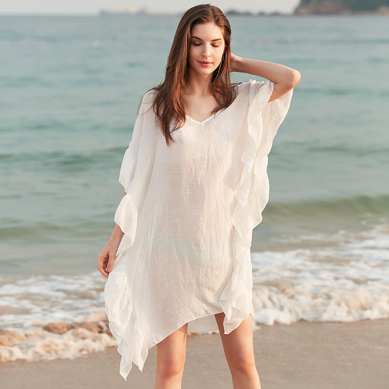 Traje de baño irregular para mujer, informal, para vacaciones en la playa, con estampado de murciélago