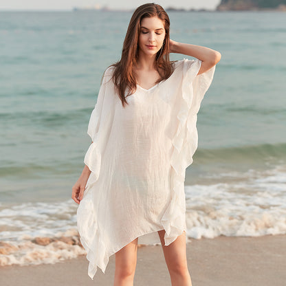 Traje de baño irregular para mujer, informal, para vacaciones en la playa, con estampado de murciélago