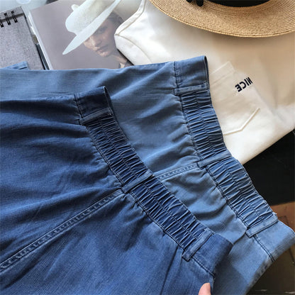 Pantalones cortos vaqueros de cintura alta informales de verano vintage para mujer
