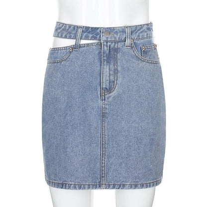 Falda vaquera informal con cortes para mujer