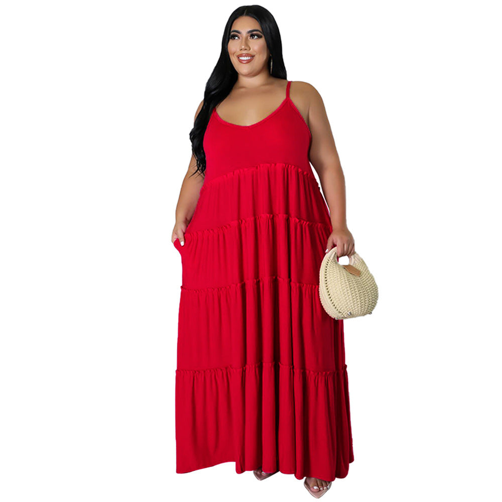 Vestido informal de verano para mujer, talla grande, holgado, color liso