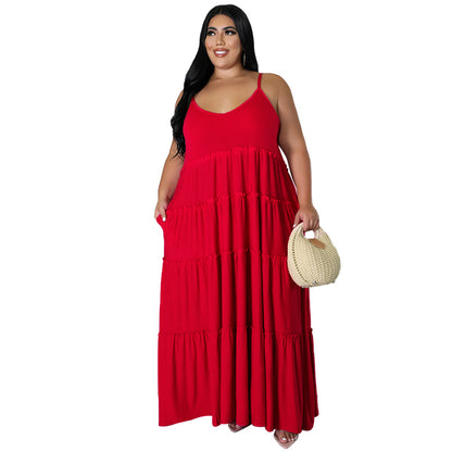 Vestido informal de verano para mujer, talla grande, holgado, color liso