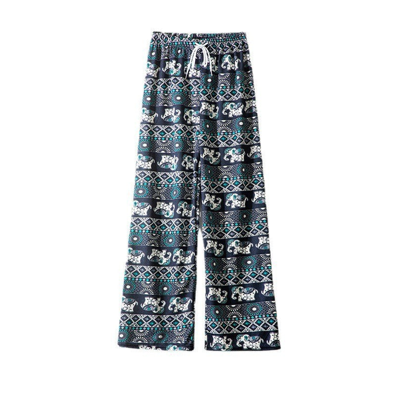 Women Casual Loose Elephant Print Pants