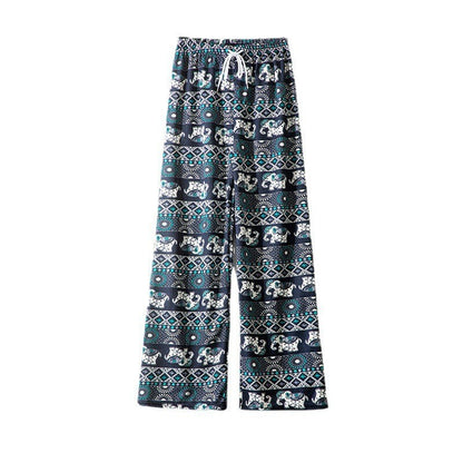 Women Casual Loose Elephant Print Pants