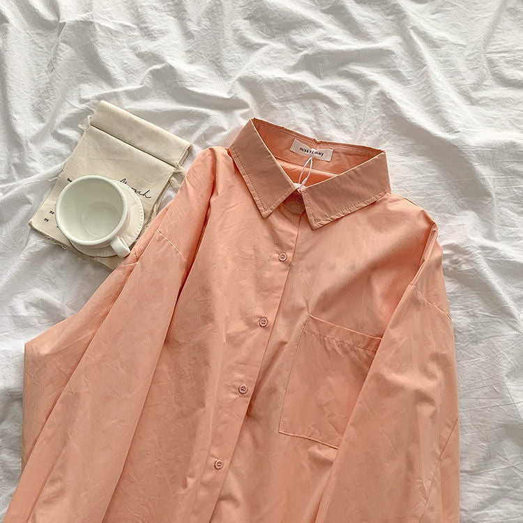 Blusa informal básica de manga larga para mujer, color liso, de verano, a la moda