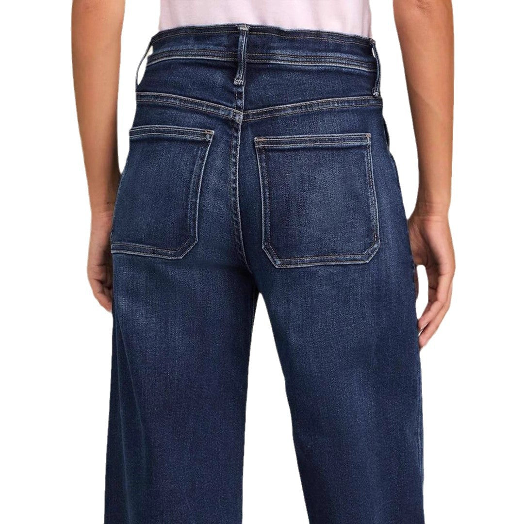 Vaqueros de pierna ancha, cintura alta, informales, con cordones, a la moda para mujer