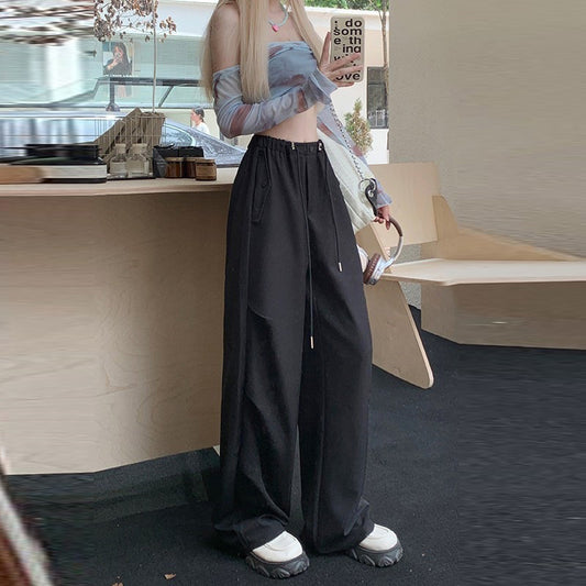 Women Fashion Casual Elastic Waist Drawstring Loose Pants