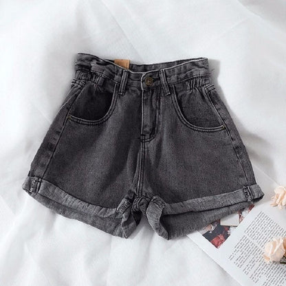 Women Casual Retro High-Waist Loose Denim Shorts