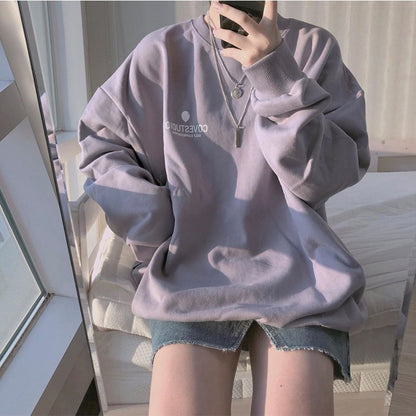 Women Street Casual Letter Print Loose Sweatshirt