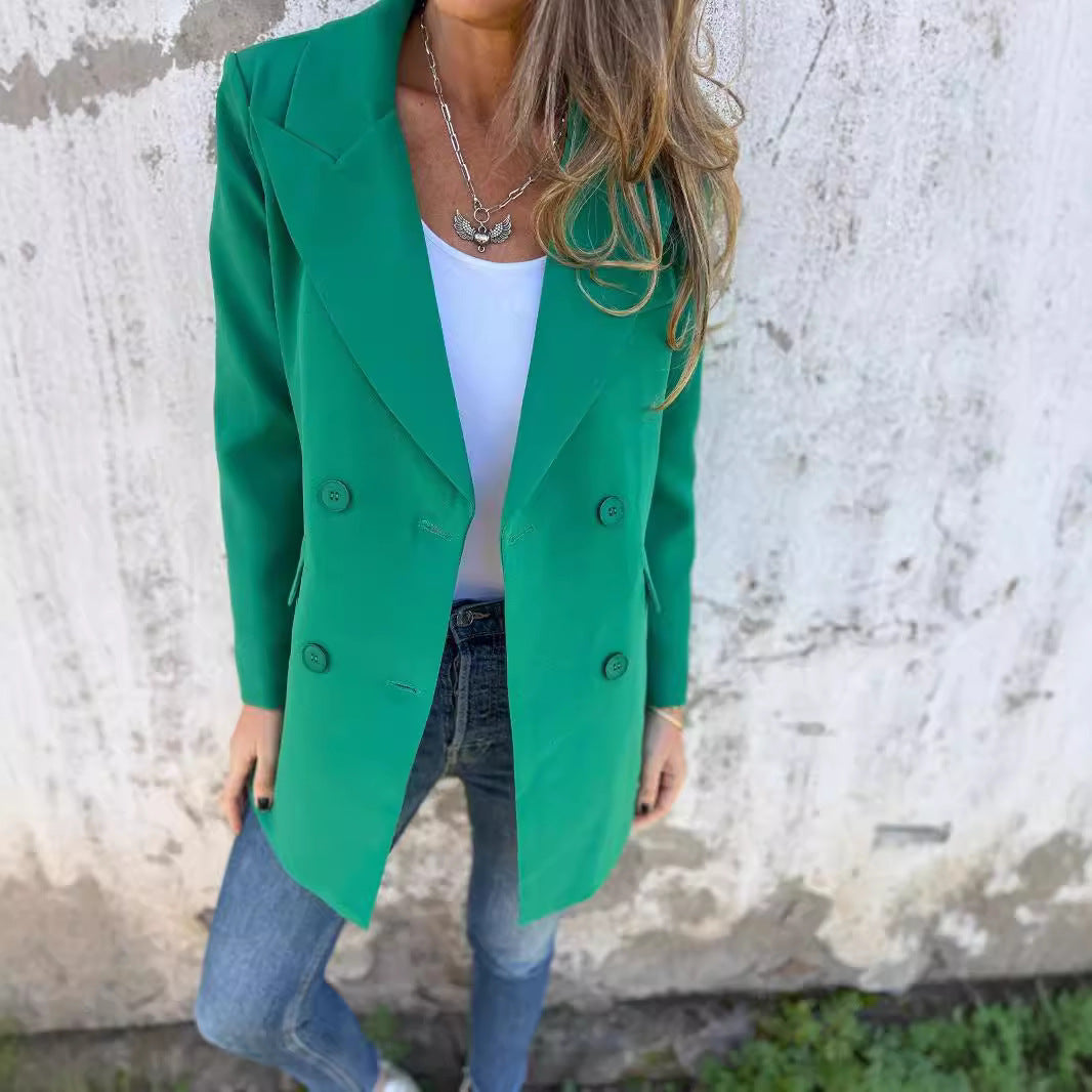 Blazer informal de manga larga con solapa para mujer