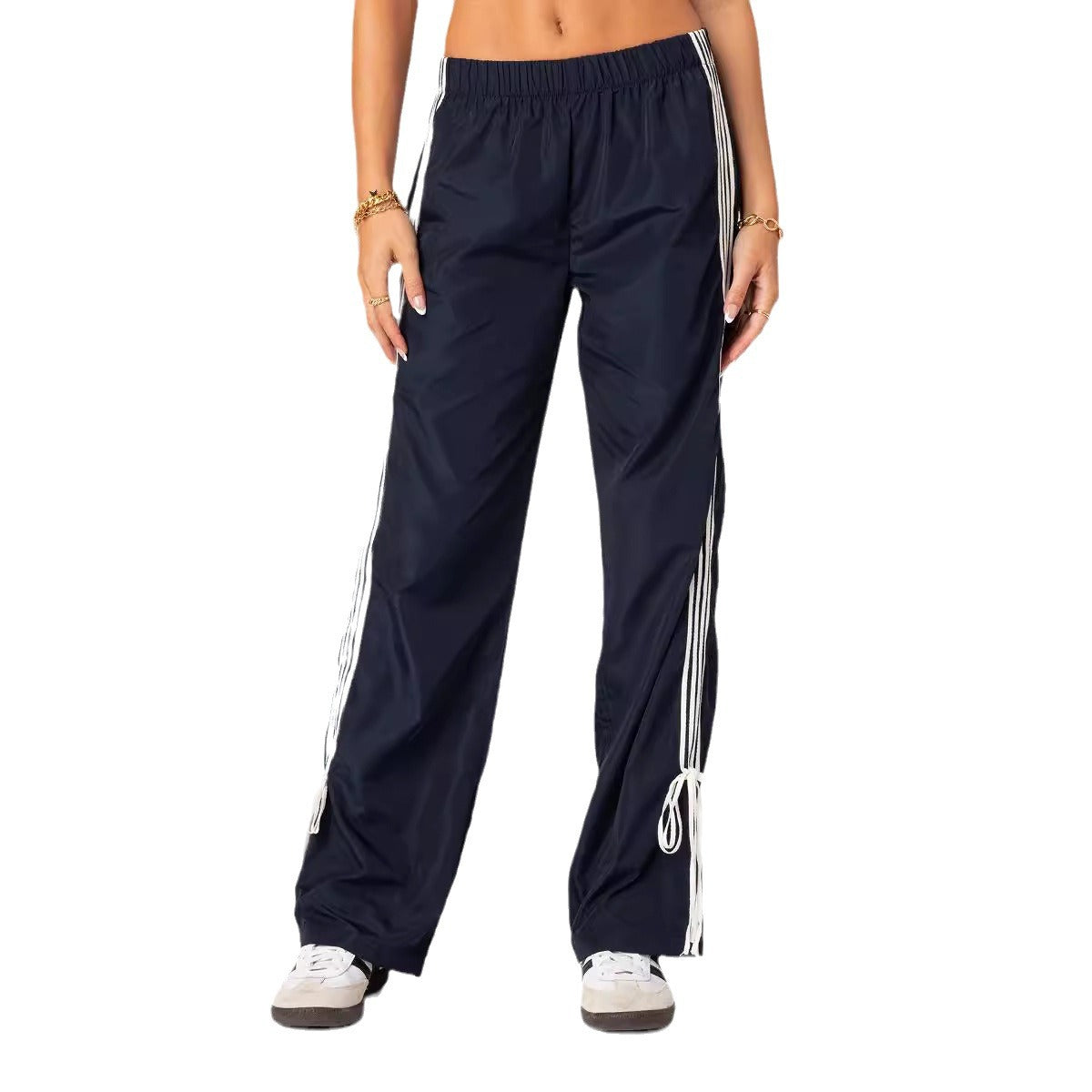 Women Fashion Casual Loose Stripe Sports Pants