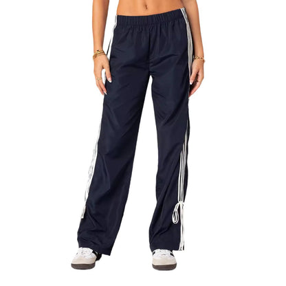 Women Fashion Casual Loose Stripe Sports Pants
