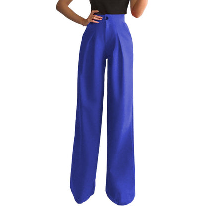 Pantalones anchos casuales de color liso a la moda para mujer