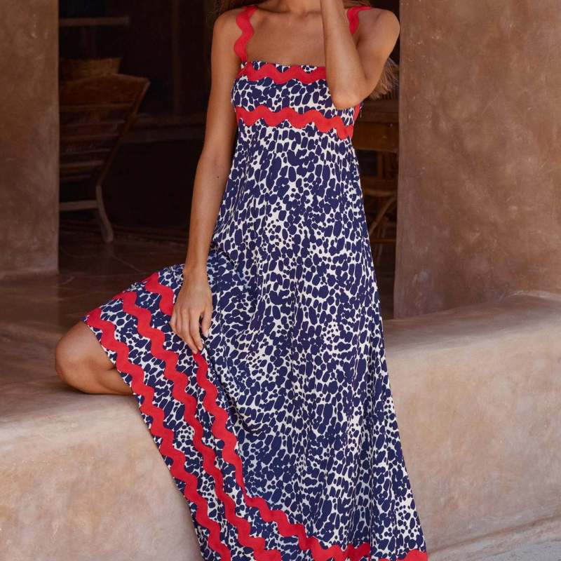 Women Casual Spring And Summer Vacation Printed Maxi Long Dress