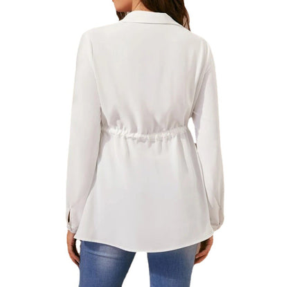 Blusa informal de manga larga con cuello en V y color liso para embarazadas