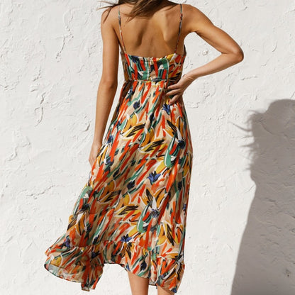 Vestido informal con estampado geométrico y tirantes para mujer, moda de verano