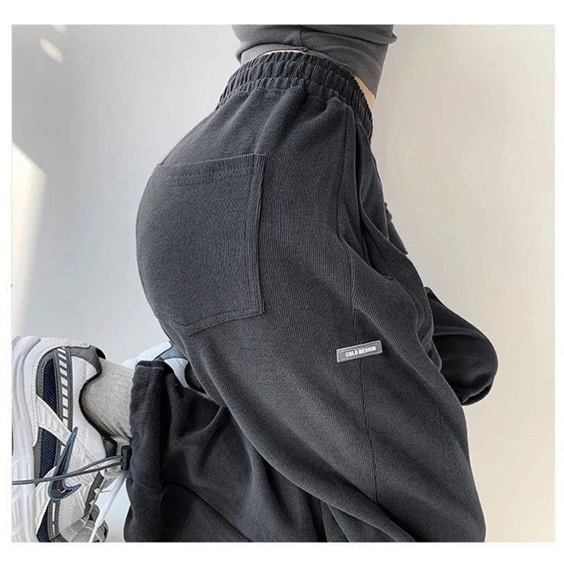 Women Athleisure Letters Print Loose Casual High Waist Straight Jogger Pants