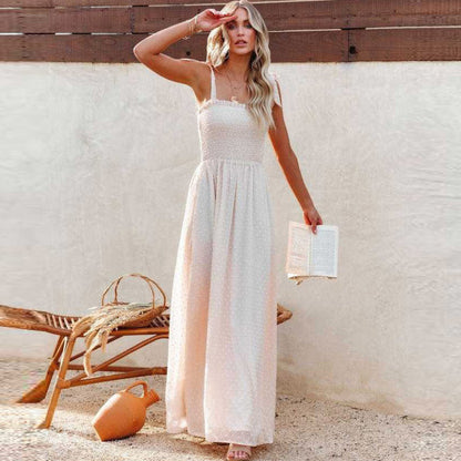 Summer Women Casual Fashion Sling Chiffon Maxi Dress