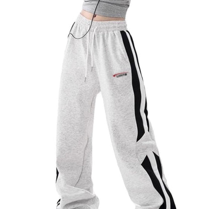 Sports Women Stripe Spring Loose Casual Straight Leg Cargo Pants