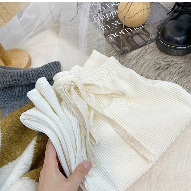 Pantalones casuales de pierna ancha y holgados de color sólido para mujer