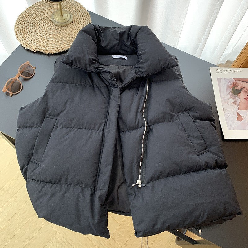 Casual Women Winter Stand-Up Collar Sleeveless Padded Vest Quilted Coat