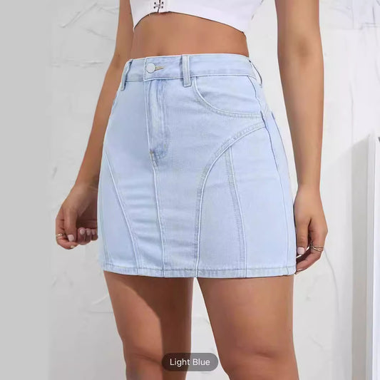 Falda vaquera informal de color claro para mujer