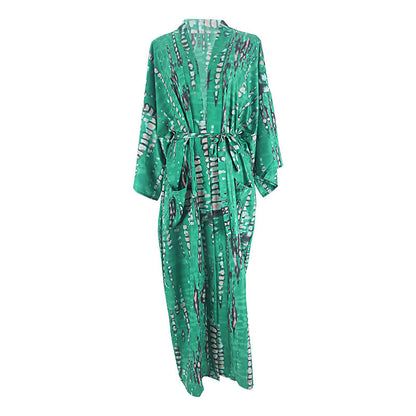 Traje de baño de bikini de playa de manga larga holgado con estampado para mujer, traje de baño informal para vacaciones