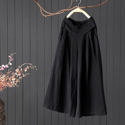 Women Casual elegant Summer Loose Solid Color Wide Leg Pants