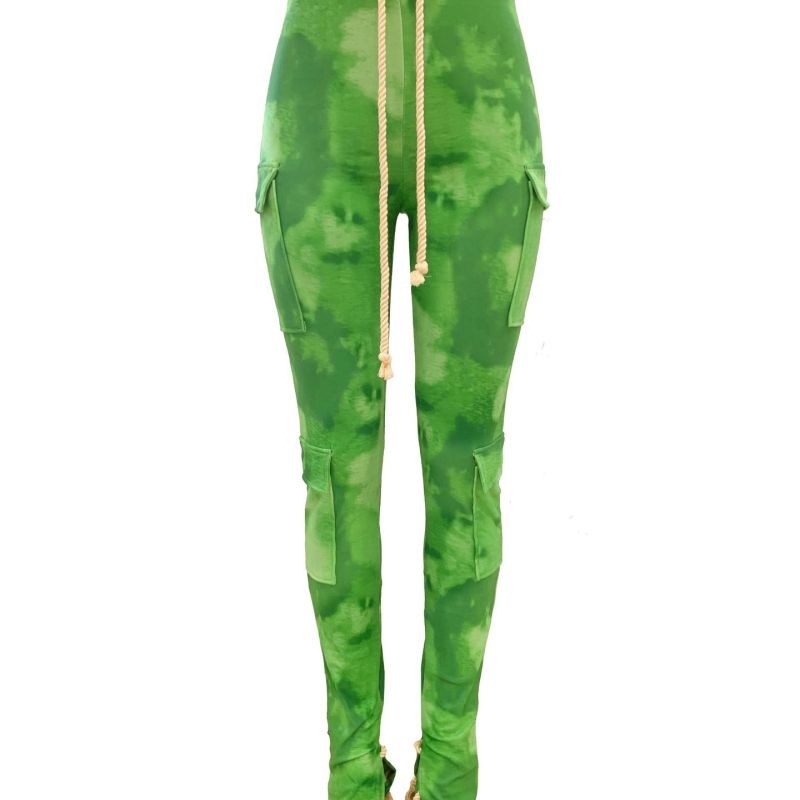 Pantalones ajustados con estampado tie-dye, informales, de calle, a la moda para mujer