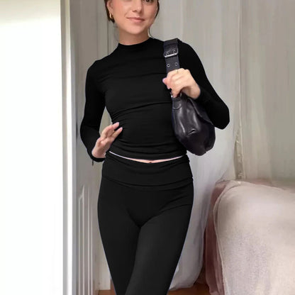 Conjunto de dos piezas de camiseta y pantalón de manga corta, básico, informal, elegante y sencillo para mujer.