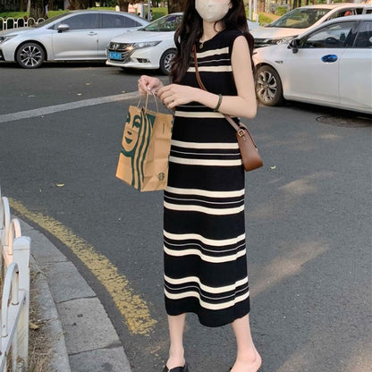 Women Casual Stripe Sleeveless Dress