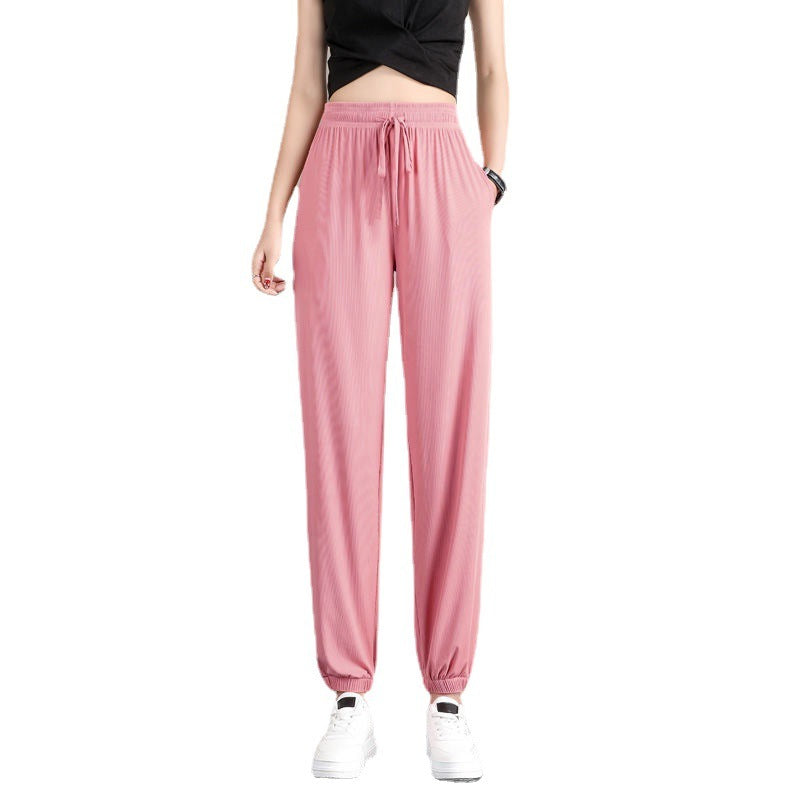 Ice Silk Sports Pants Women Student Loose Summer Thin Casual Jogger Pants