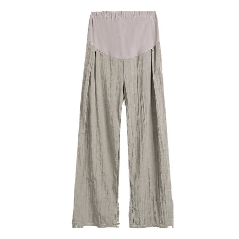 Pregnant Women Casual Solid Color Thin High-Waisted Wide Leg Pants