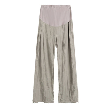 Pregnant Women Casual Solid Color Thin High-Waisted Wide Leg Pants