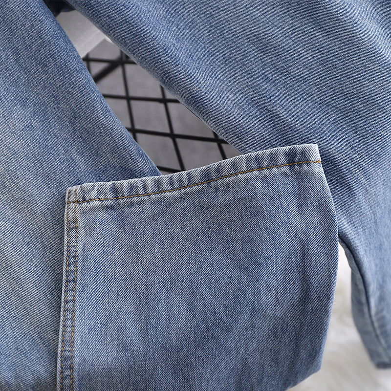 Vaqueros desgastados de cintura alta informales a la moda para mujer, tallas grandes