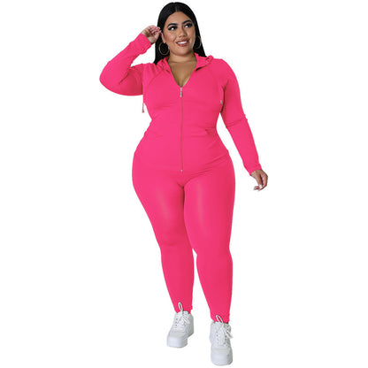 Conjunto de dos piezas formado por sudadera y pantalón ajustado, manga larga, color liso, informal, a la moda para mujer