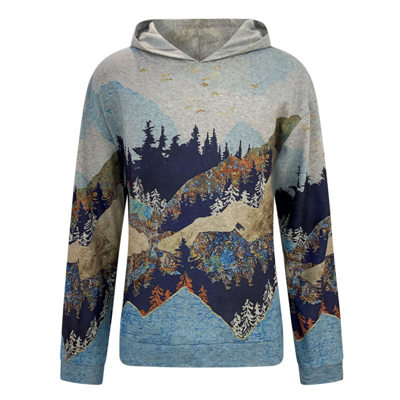 Sudadera con capucha de manga larga con estampado gráfico de otoño para mujer
