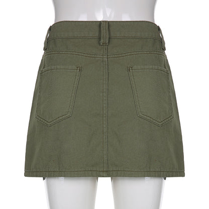 Women'S Fashion Casual Solid Color Low-Waist Slim Pocket Skirt