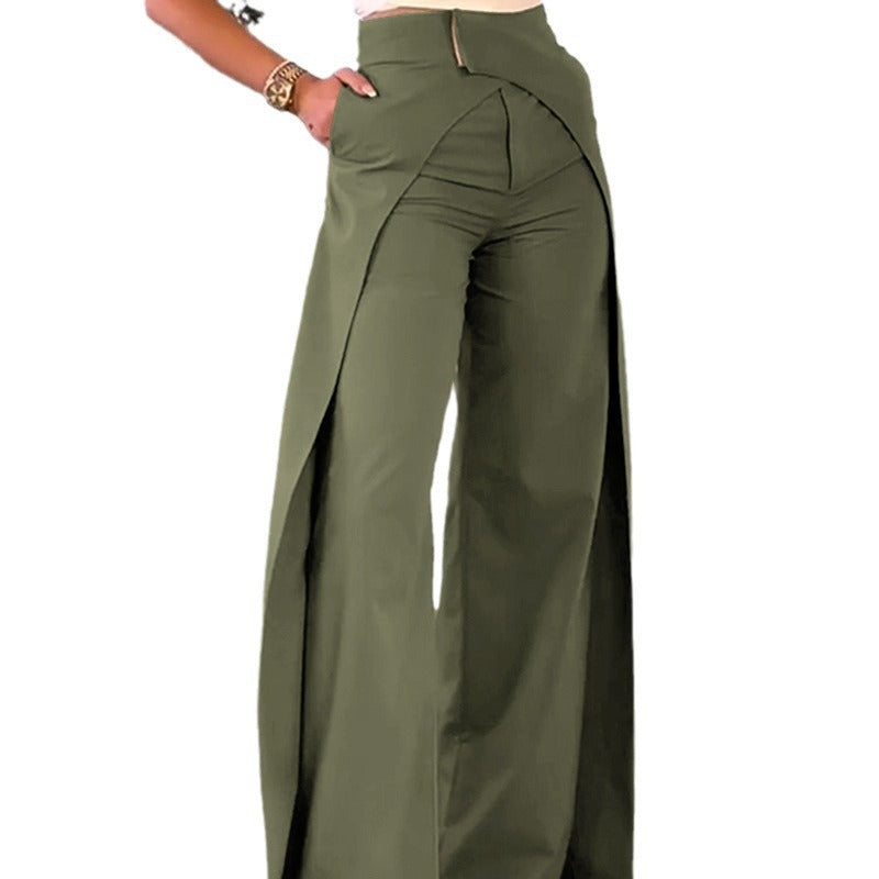 Women Fashion Cross Design Casual Wide Leg Pants