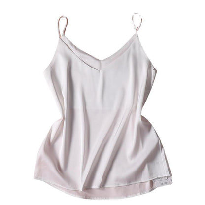 Women Casual Sleeveless Solid Color Satin Camisole