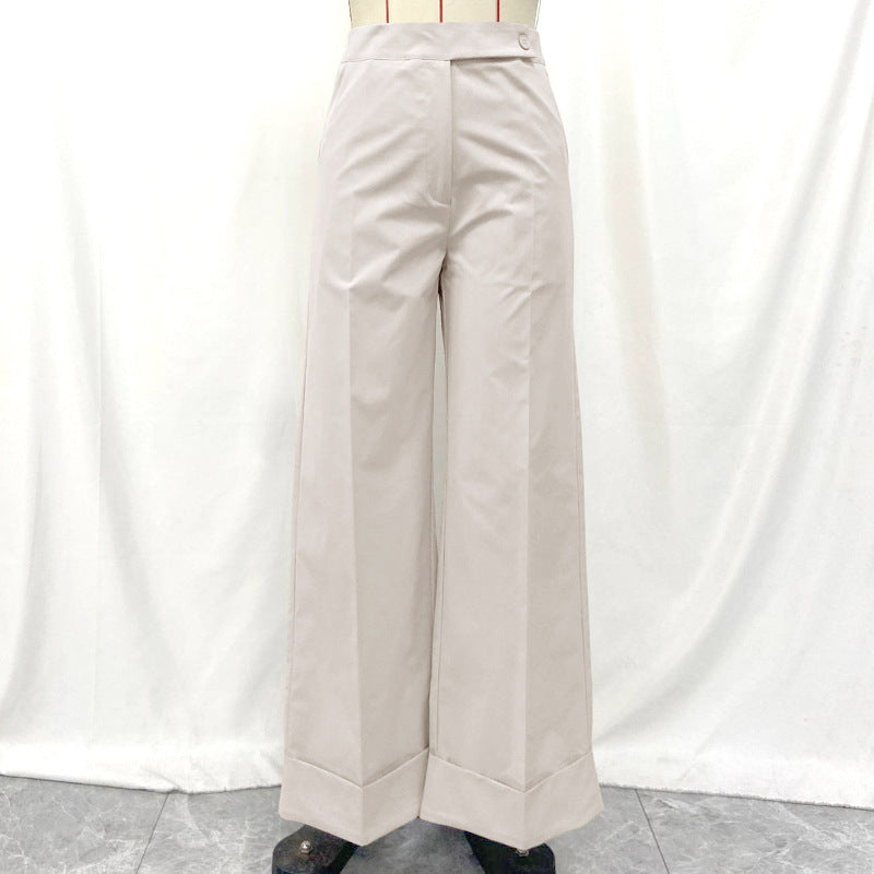 Women Fashion Casual Solid Color Leg Pants