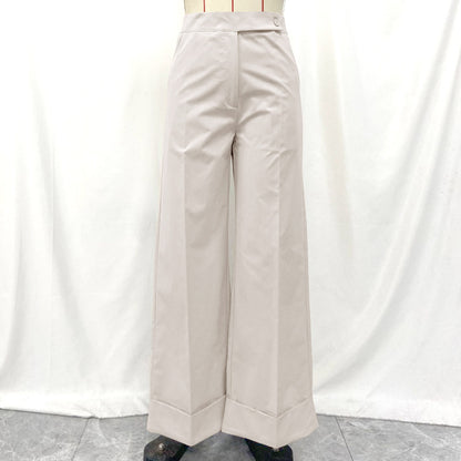 Women Fashion Casual Solid Color Leg Pants