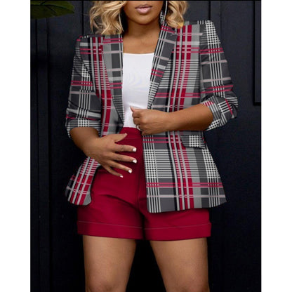 Chaqueta de traje de manga larga con estampado informal a la moda para mujer